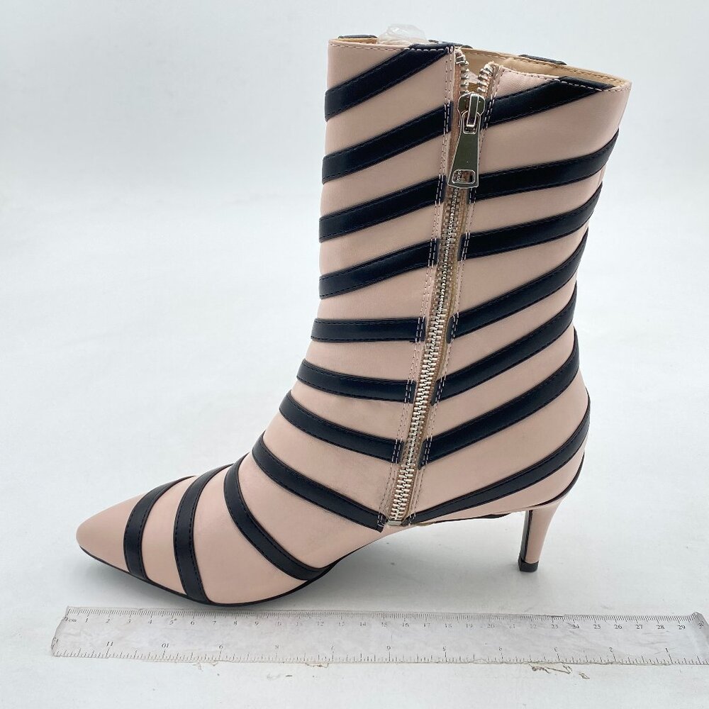 FSJ Nude Retro Pointed Toe Ankle Booties Kitten Heels Office Boots Ladies Shoe
